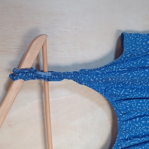 Banana Republic Blue Sleeveless Sun Dress, Ruffle Straps, Teired Skirt - Picture 4 of 13